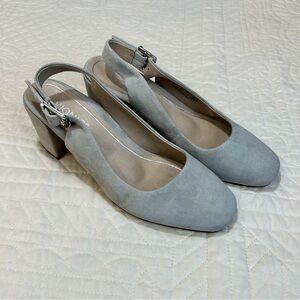 Vionic Light Grey Suede Plaza Nareen Slingback Pumps Slip On Women’s Size 6